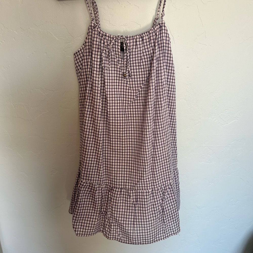 Angie Purple Checkered Babydoll Dress